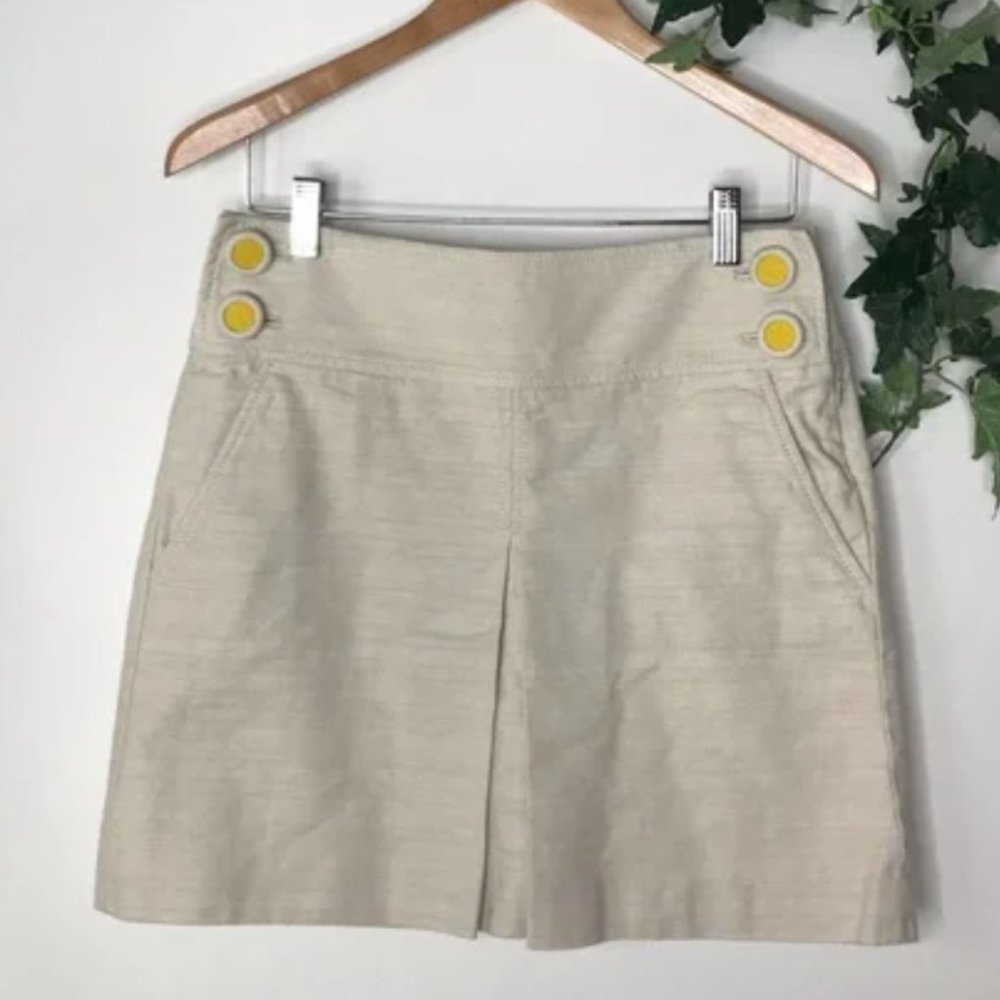 J Crew Linen Blend Button Detail Mini Skirt 2